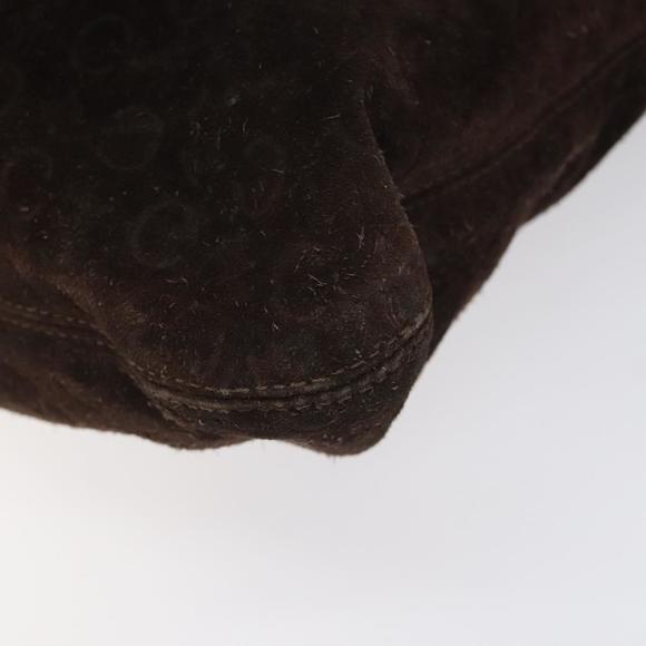 CELINE C Macadam Canvas Shoulder Bag Suede Leather Beige Brown gold Auth hk2165 - Picture 8 of 16